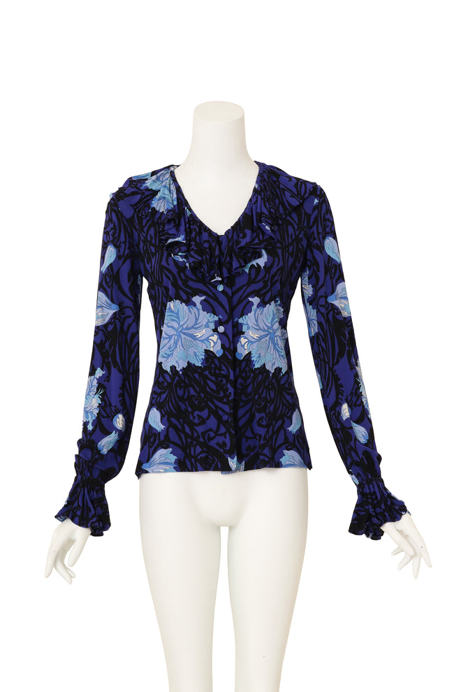 Emilio Pucci Long Sleeve Floral Print Top @Recess LA