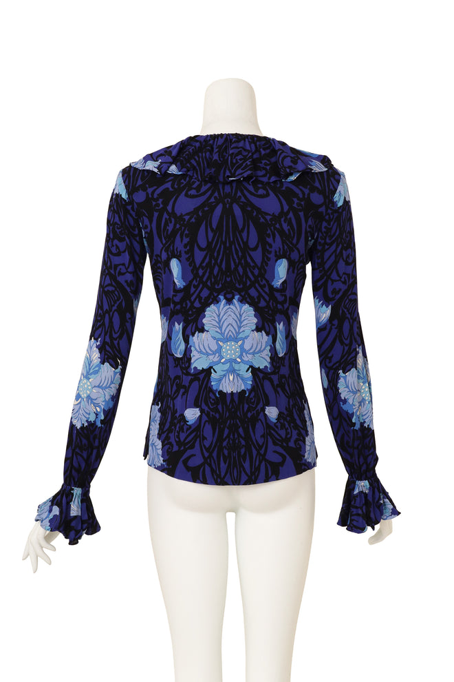 Emilio Pucci Long Sleeve Floral Print Top mannequin back view @Recess LA