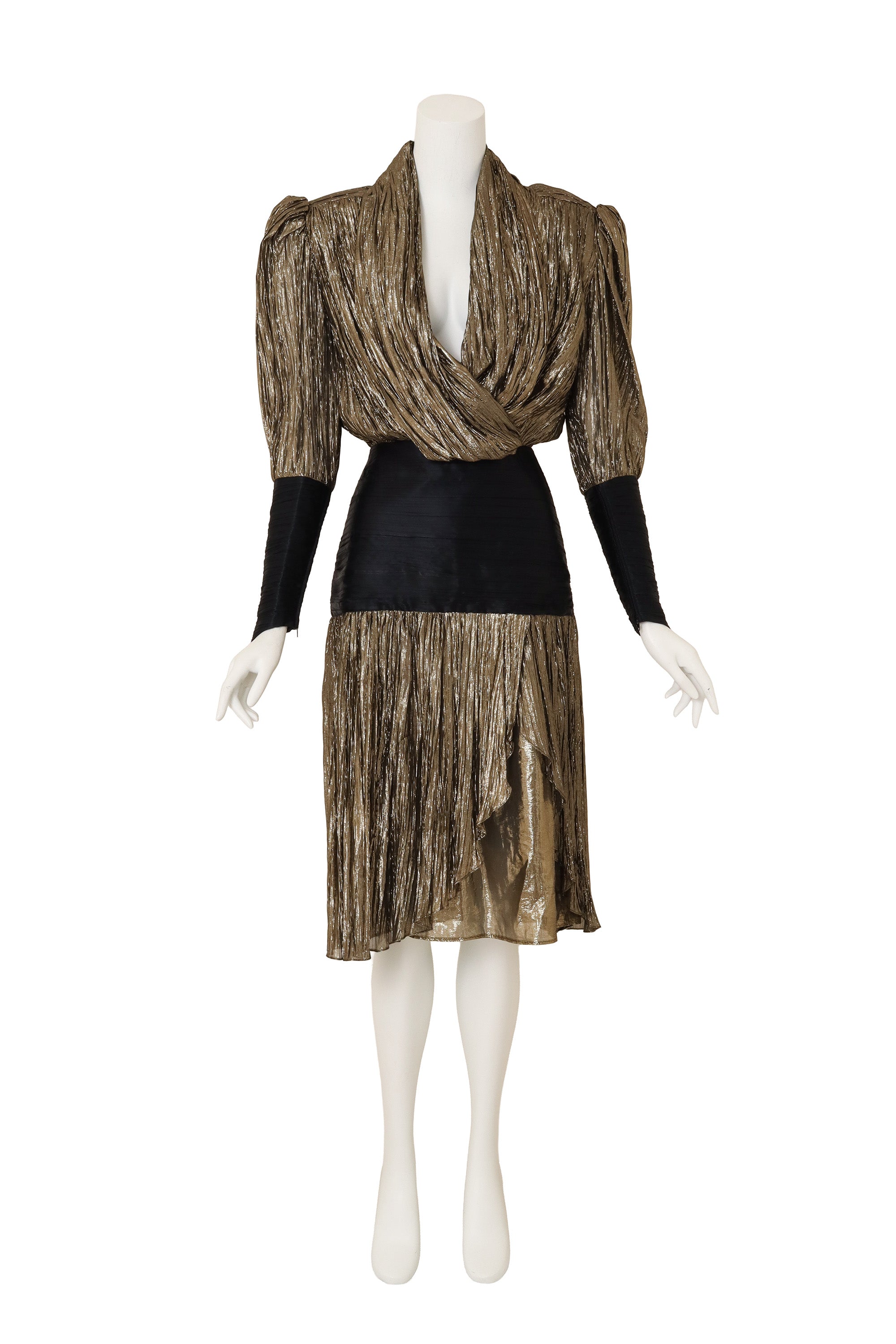 Metallic Plissé Dropwaist Dress