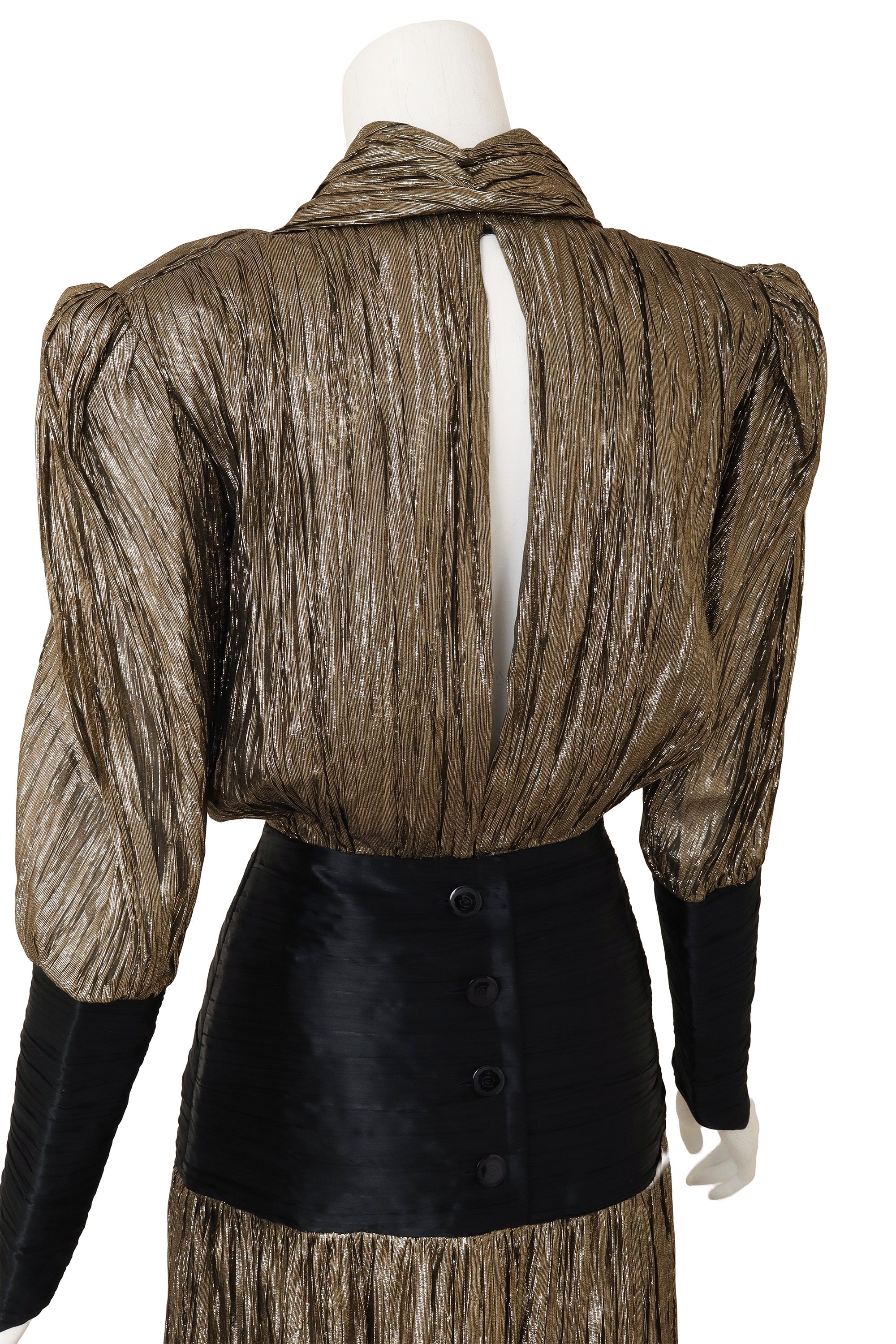 Metallic Plissé Dropwaist Dress