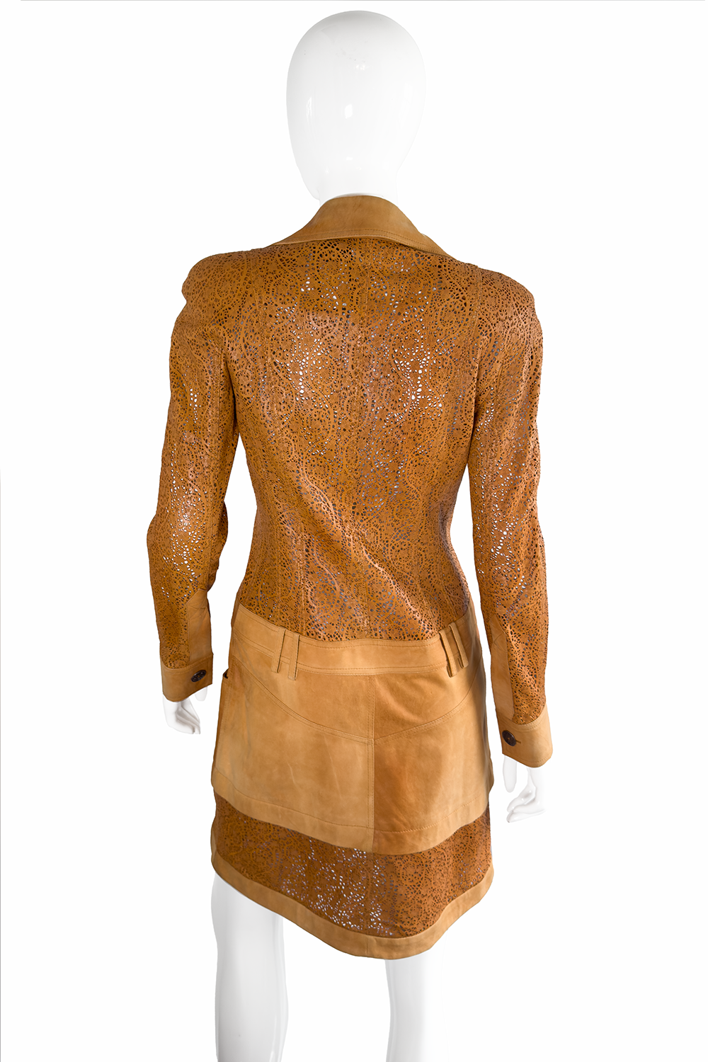 Christian Dior 2006 S/S Perforated Lace Leather Jacket back on mannequin @recess la