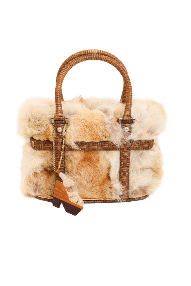 Vintage Salvatore Ferragamo Fur Wicker Box Bag @ Recess LA