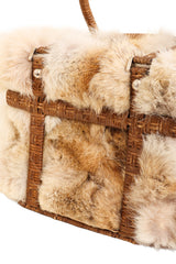 Vintage Salvatore Ferragamo Fur Wicker Box Bag close @ Recess LA