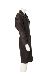 Sculpted Leather Moto Dress by North Beach Leather on mannequin side @ Recess LA