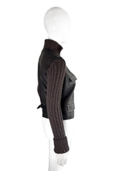Hermés Knit Sleeve Leather Jacket side on mannequin @recess la