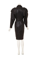 Sculpted Leather Moto Dress by North Beach Leather on mannequin back @ Recess LA
