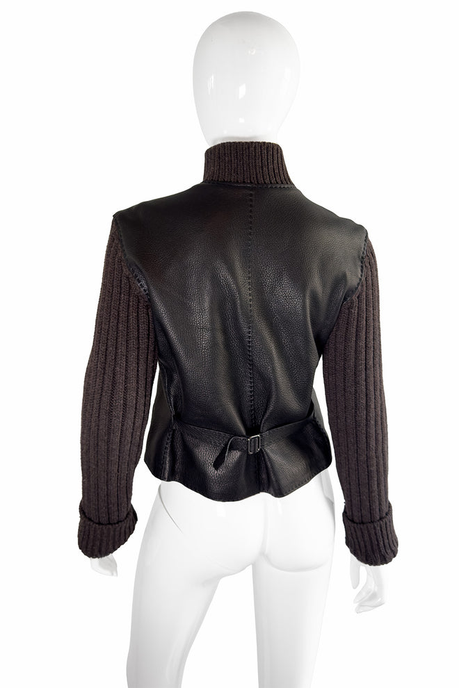 Hermés Knit Sleeve Leather Jacket back on mannequin @recess la