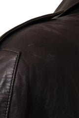 Sculpted Leather Moto Dress by North Beach Leather on mannequin shoulder scuff @ Recess LA
