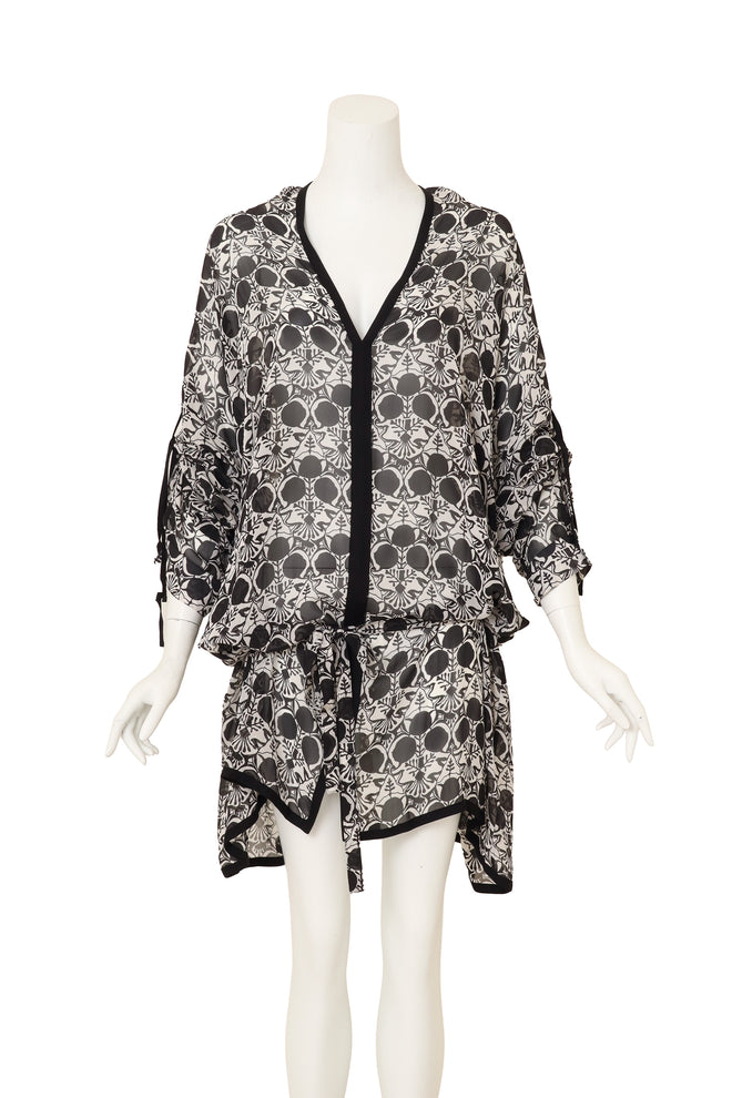 Abstract Floral Print Tunic by Anne Demeulemeester on mannequin close @ Recess LA
