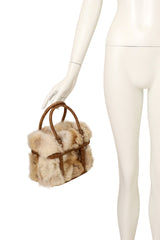 Vintage Salvatore Ferragamo Fur Wicker Box Bag on mannequin @ Recess LA