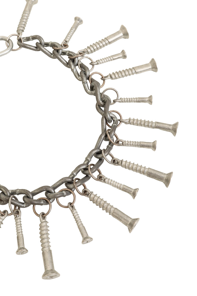 Silver Screw Fringe Collar Necklace close @ Recess LA