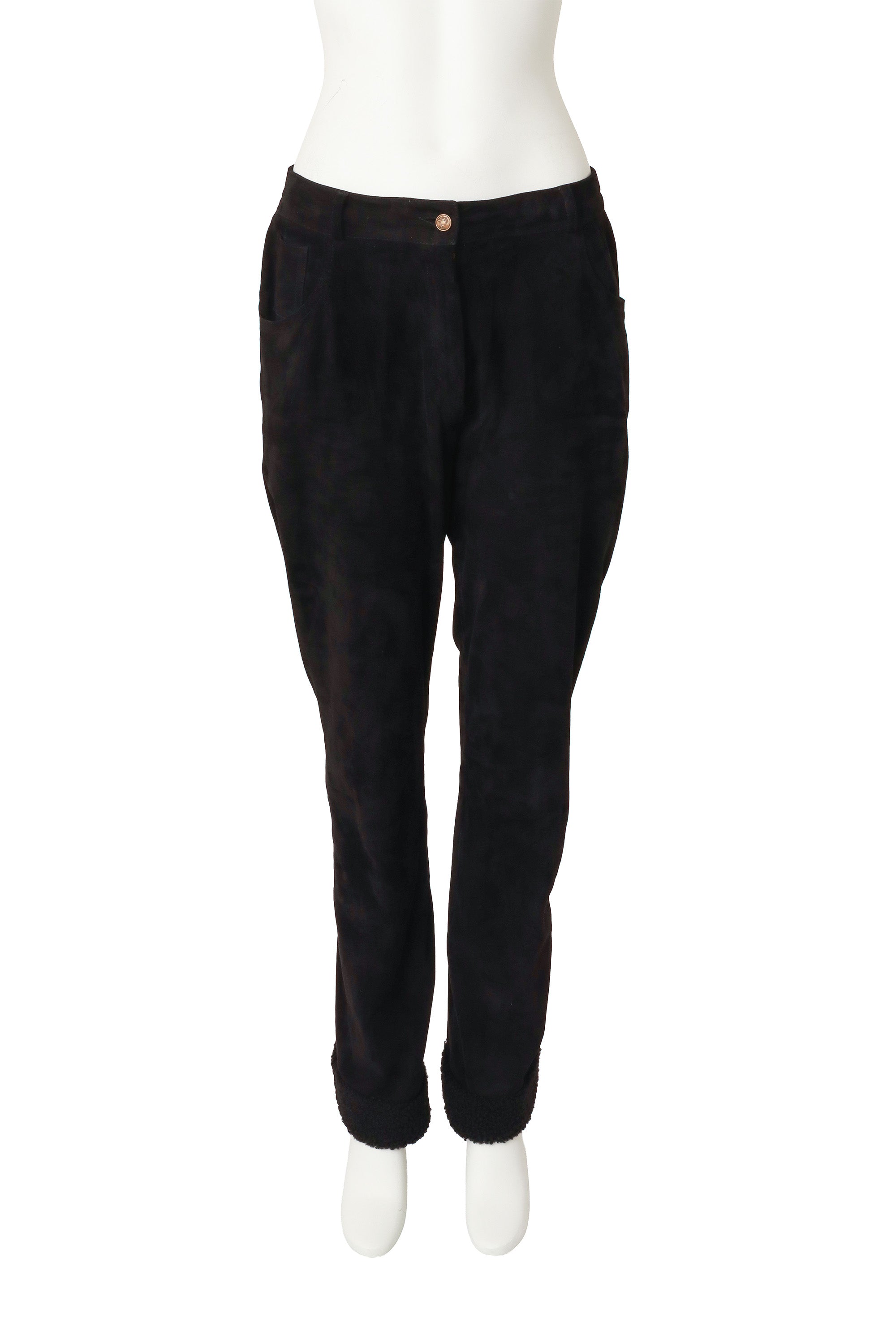  Vintage Christian Dior black suede pants Front on Mannequin @RecessLA 