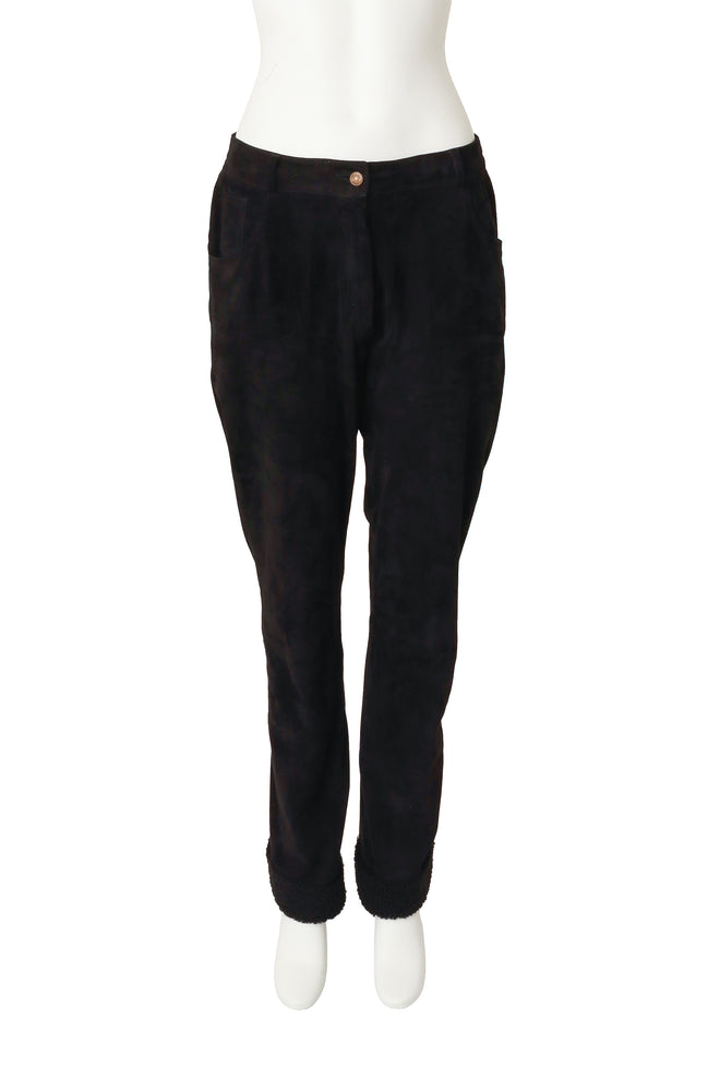  Vintage Christian Dior black suede pants Front on Mannequin @RecessLA 