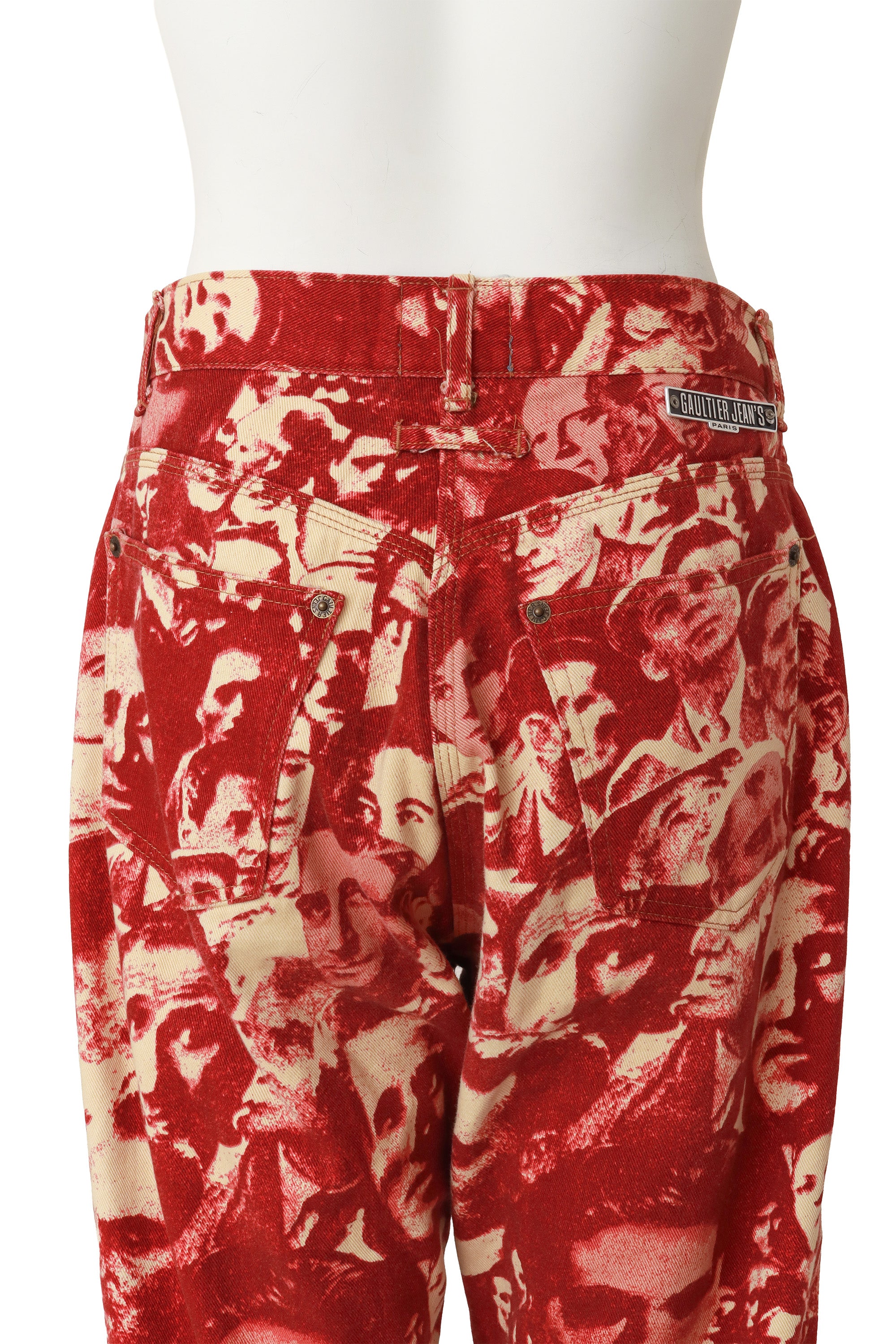 Foule Faces Jeans by Jean Paul Gaultier on mannequin back close @ Recess LA