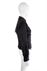 Chanel 2014 Pre-Fall Herringbone Leather Fringe Jacket side on mannequin @recess la