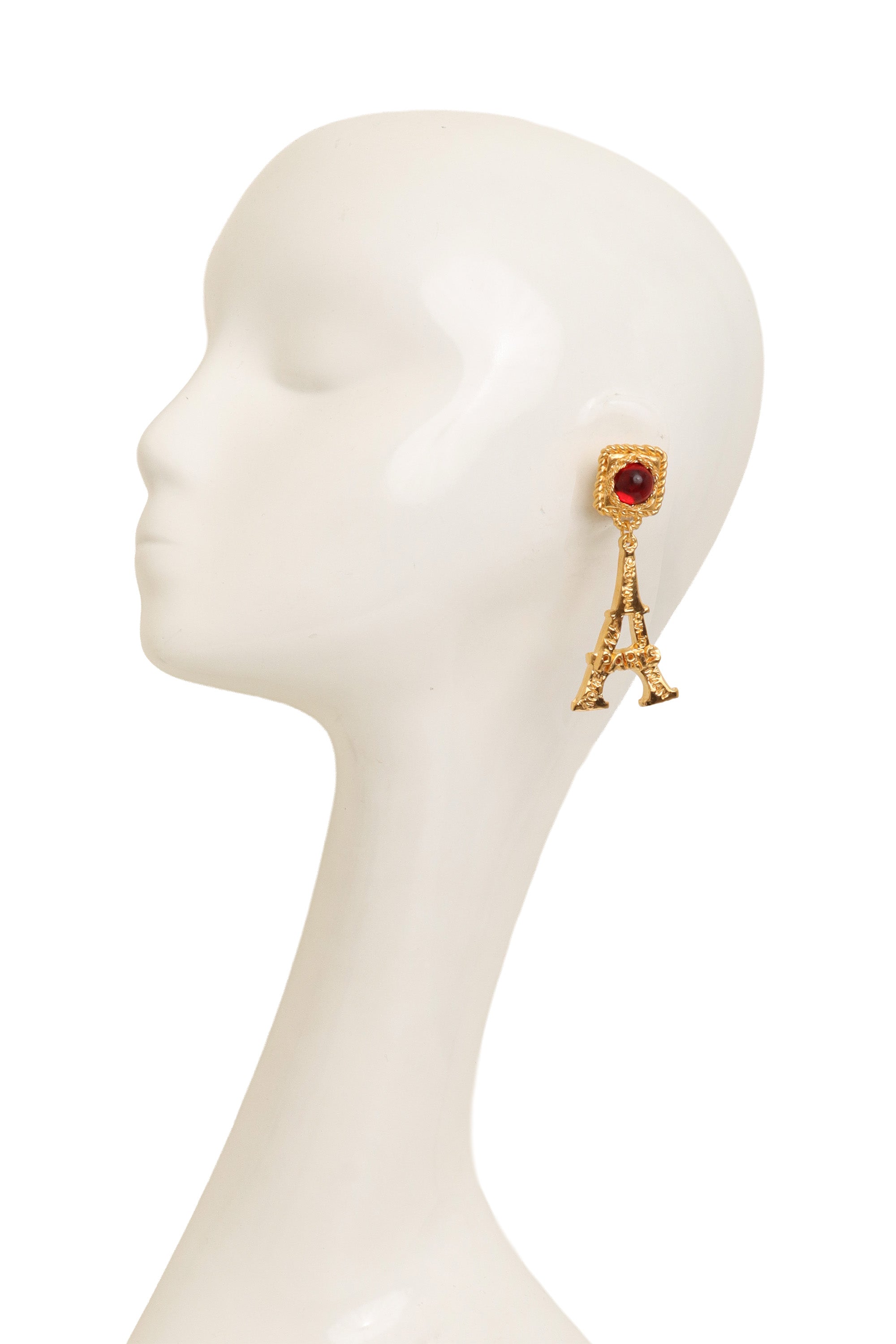 Eiffel Tower Drop Earrings by Hanna Bernhard on mannequin @ Recess LA