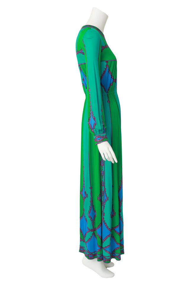 baroque print jumpsuit by Emilio Pucci on mannequin side @ Recess LA