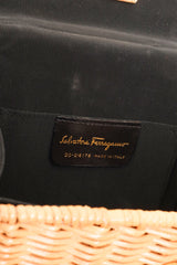 Salvatore Ferragamo Tan Top Handle Wicker Basket Bag logo @ Recess LA