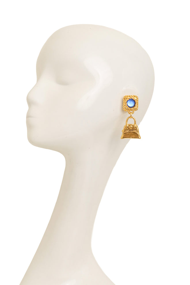 Cabochon Handbag Drop Earrings by Hannah Bernhard on mannequin @ Recess LA