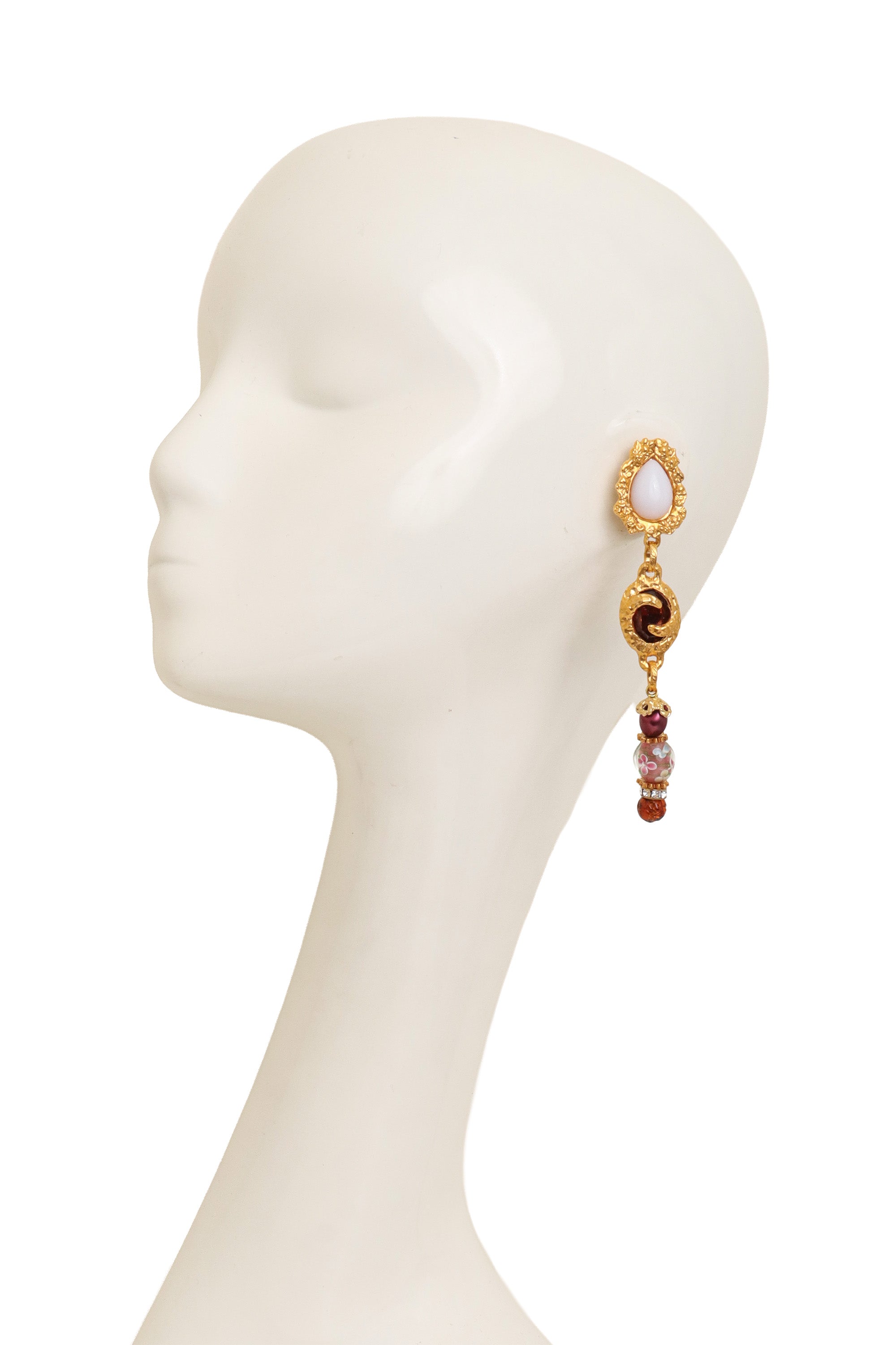 millefiori bead drop earrings by Hanna Bernhard on mannequin @ Recess LA