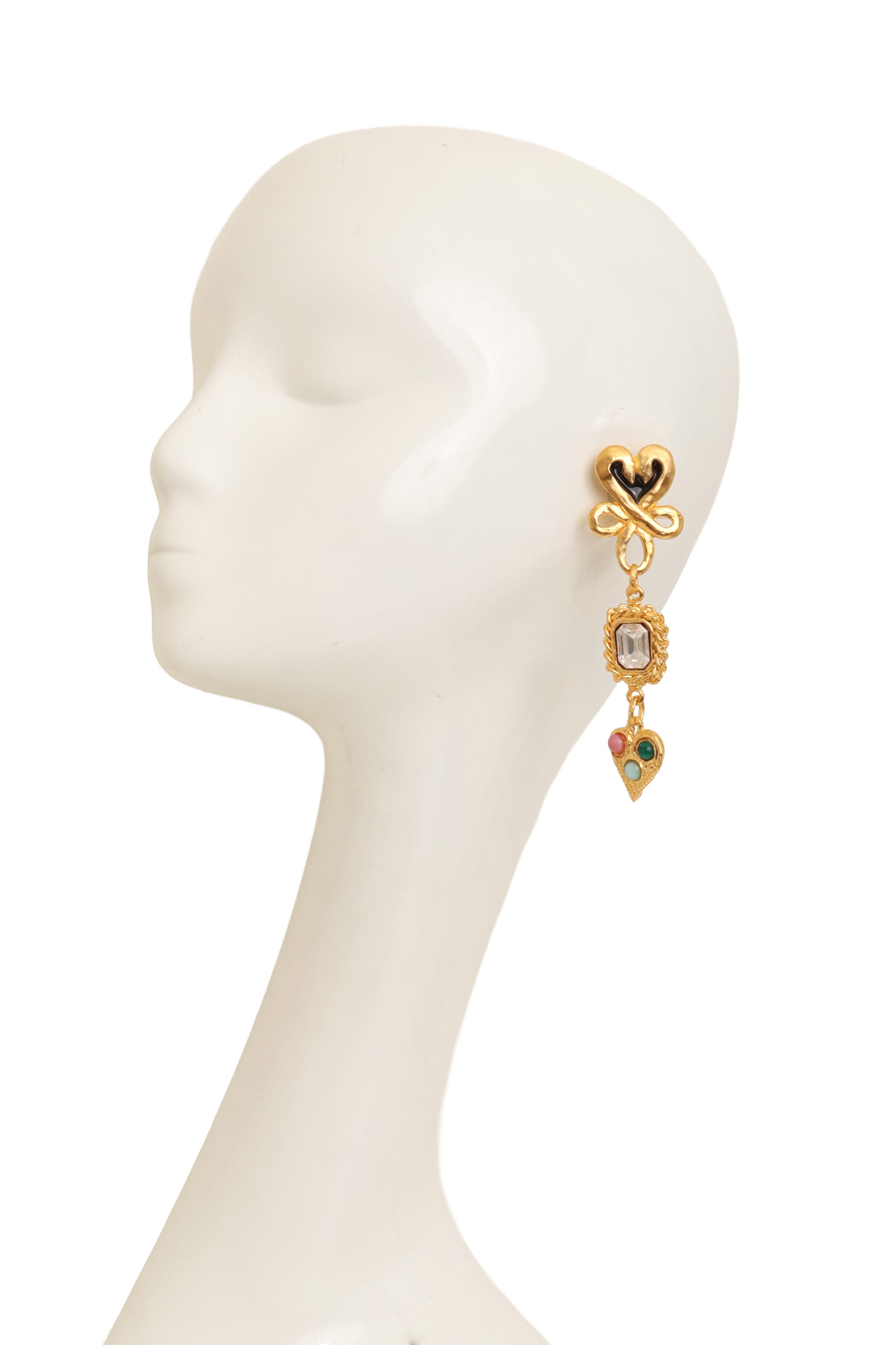 Ribbon Heart Drop Earrings by Hanna Bernhard on mannequin @ Recess LA