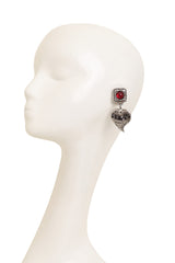 Souvenir Heart Drop Earrings by Hannah Bernhard on mannequin @ Recess LA