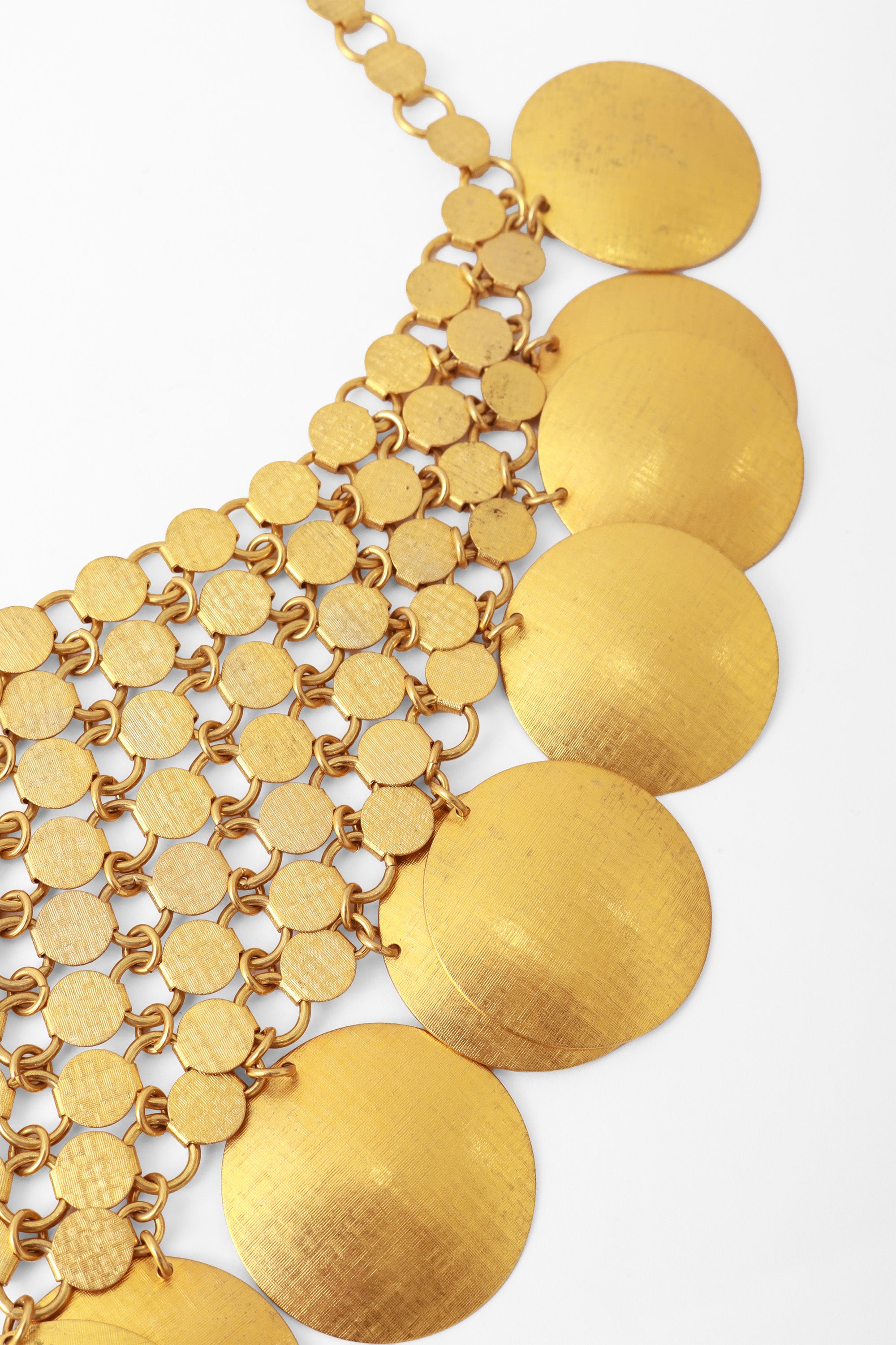 Vintage Metal mesh disc bib necklace close @ Recess LA