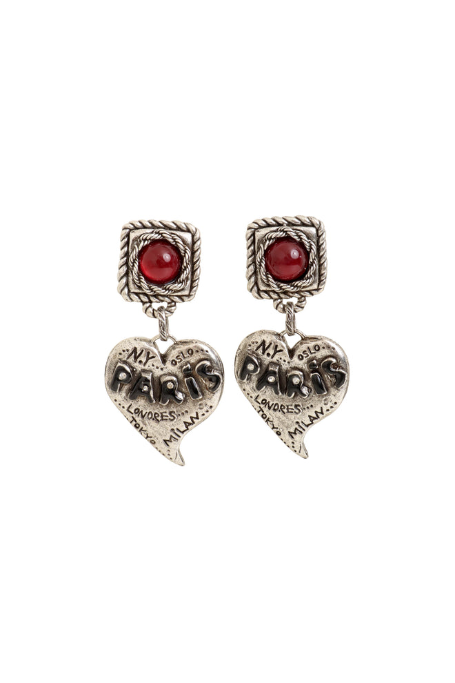 Souvenir Heart Drop Earrings by Hannah Bernhard @ Recess LA