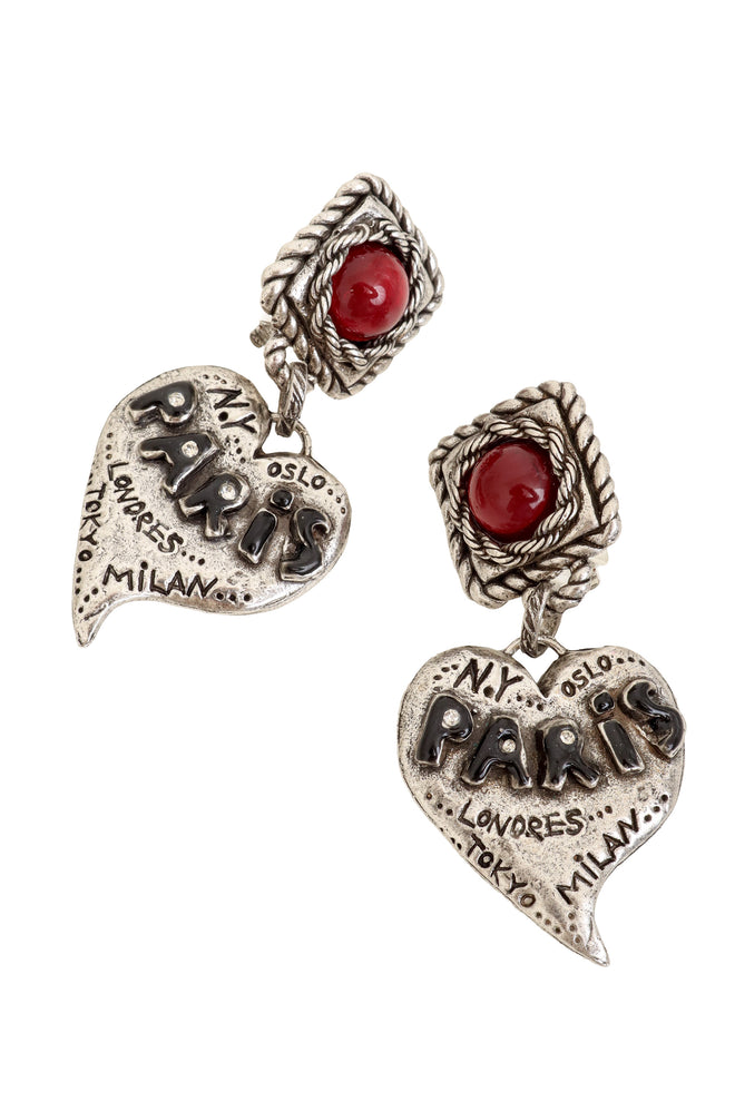 Souvenir Heart Drop Earrings by Hannah Bernhard close @ Recess LA
