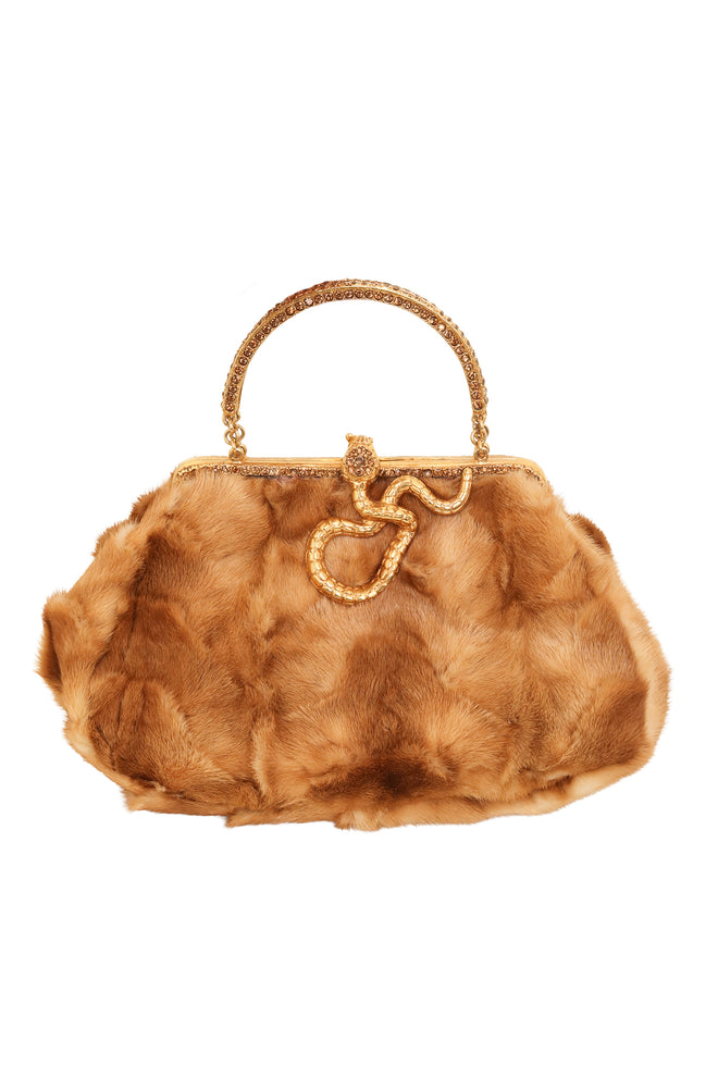 Vintage Clara Kasavinas Snake Handle Mink Handbag @ Recess LA