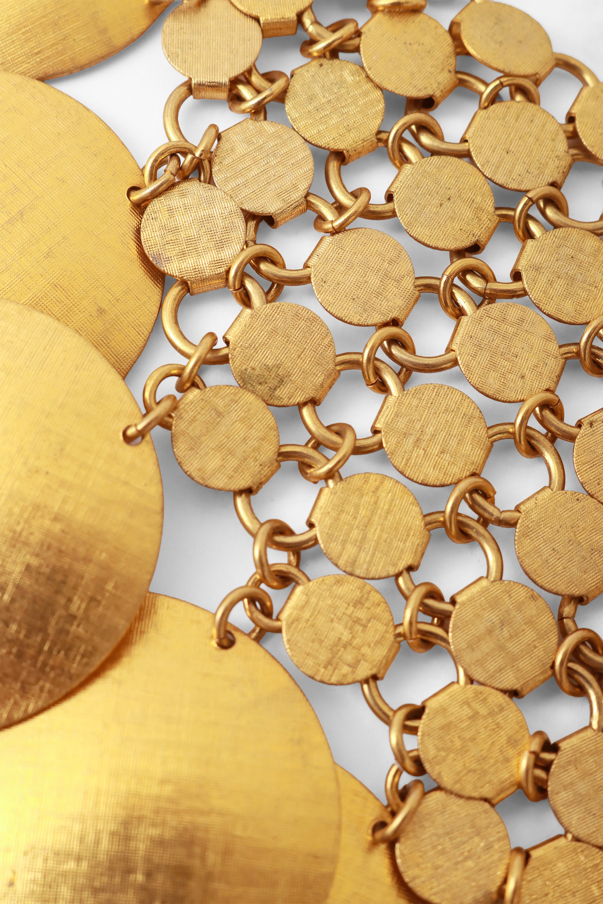 Vintage Metal mesh disc bib necklace Small Disc Wear Close @ Recess LA