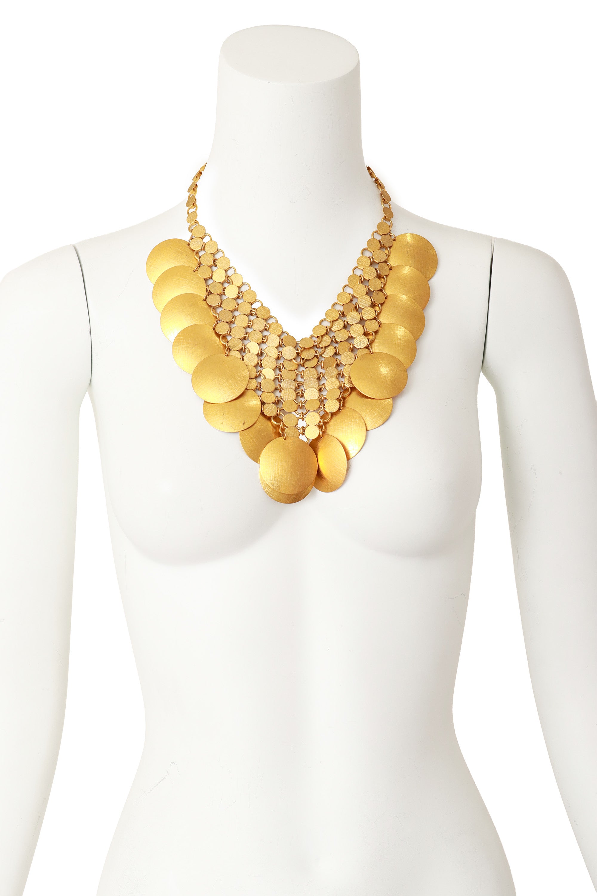 Vintage Metal mesh disc bib necklace on Mannequin @ Recess LA