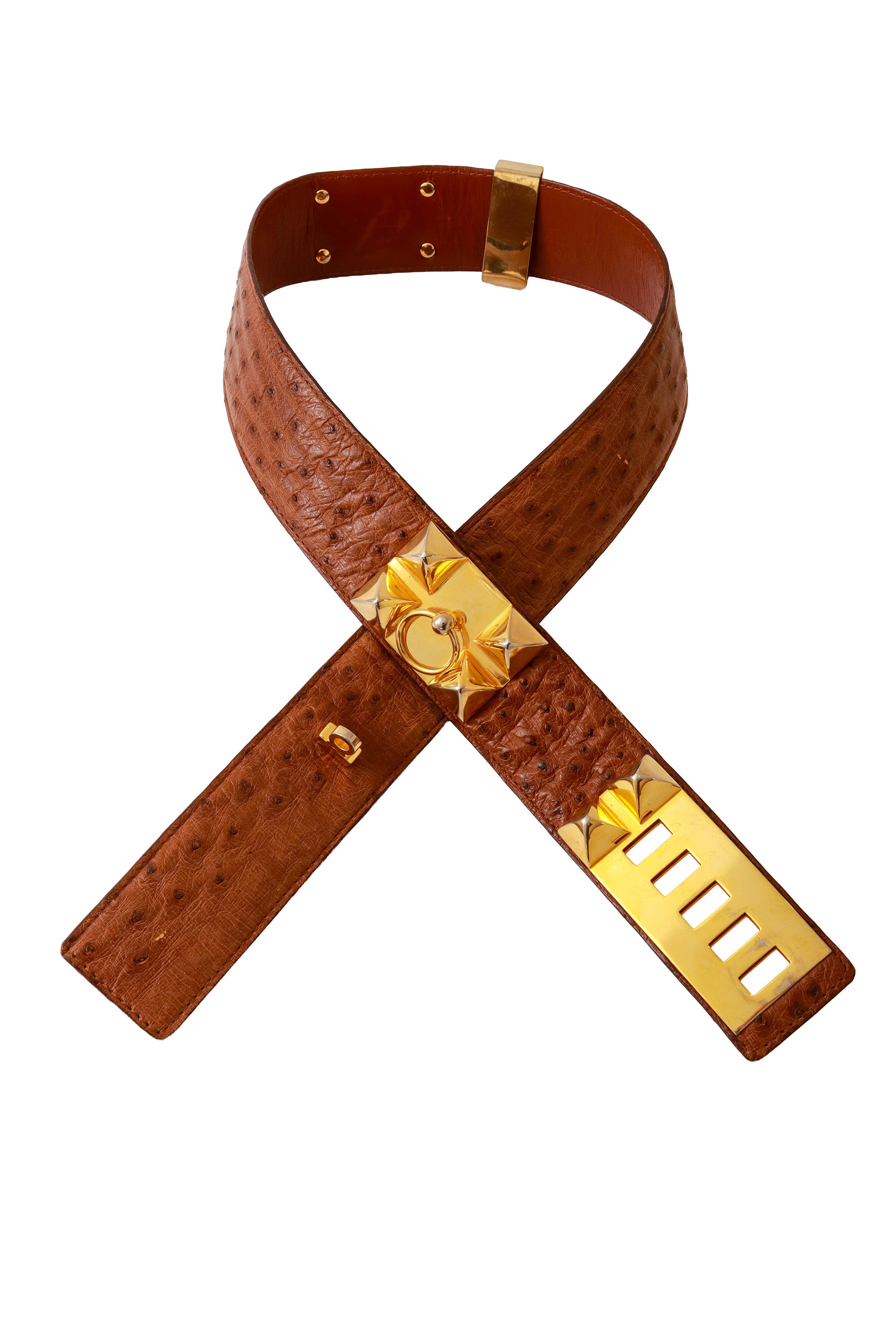 Ostrich Leather Stud Belt Over-lapped @ Recess LA