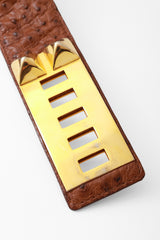 Ostrich Leather Stud Belt Gold End Tip @ Recess LA