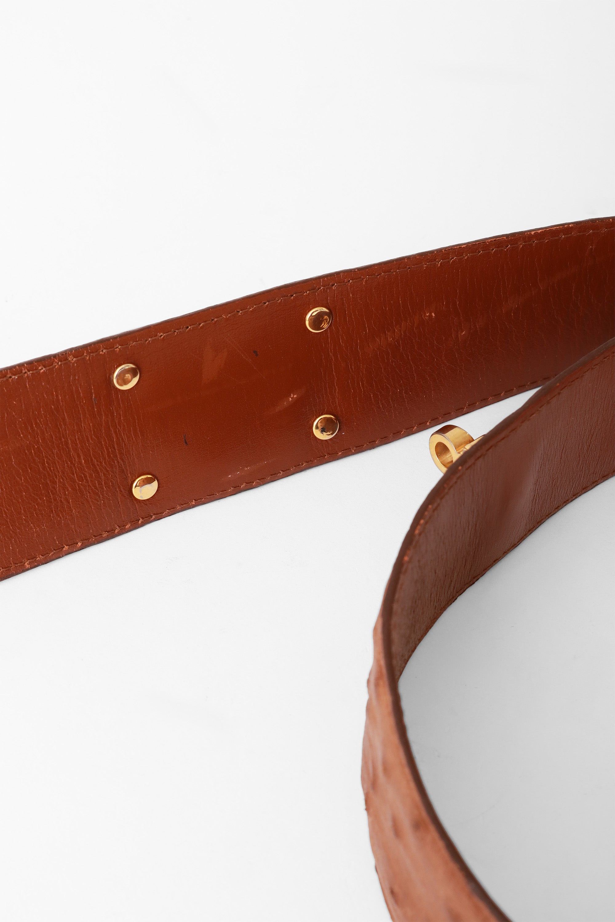 Ostrich Leather Stud Belt Leather Interior Wear @ Recess LA