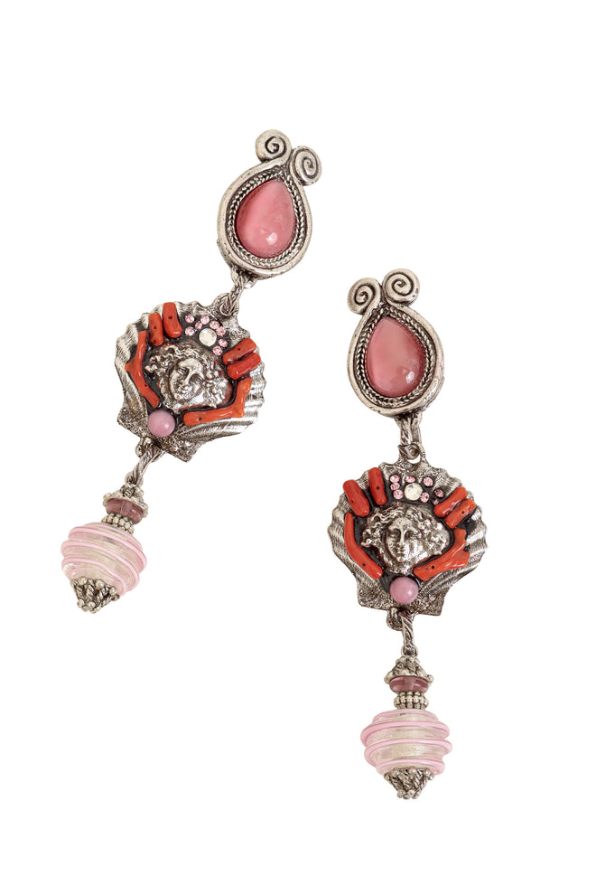 Shell Medusa Drop Earrings by Hanna Bernhard close @ Recess LA