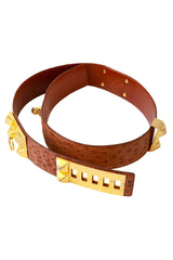 Ostrich Leather Stud Belt Rolled Up @ Recess LA