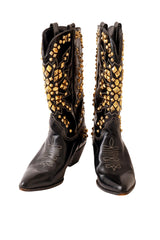 Studded black leather cowboy boots by Susan Bennis Warren Edwards @ Recess LA