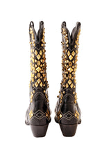 Studded black leather cowboy boots by Susan Bennis Warren Edwards Back @ Recess LA