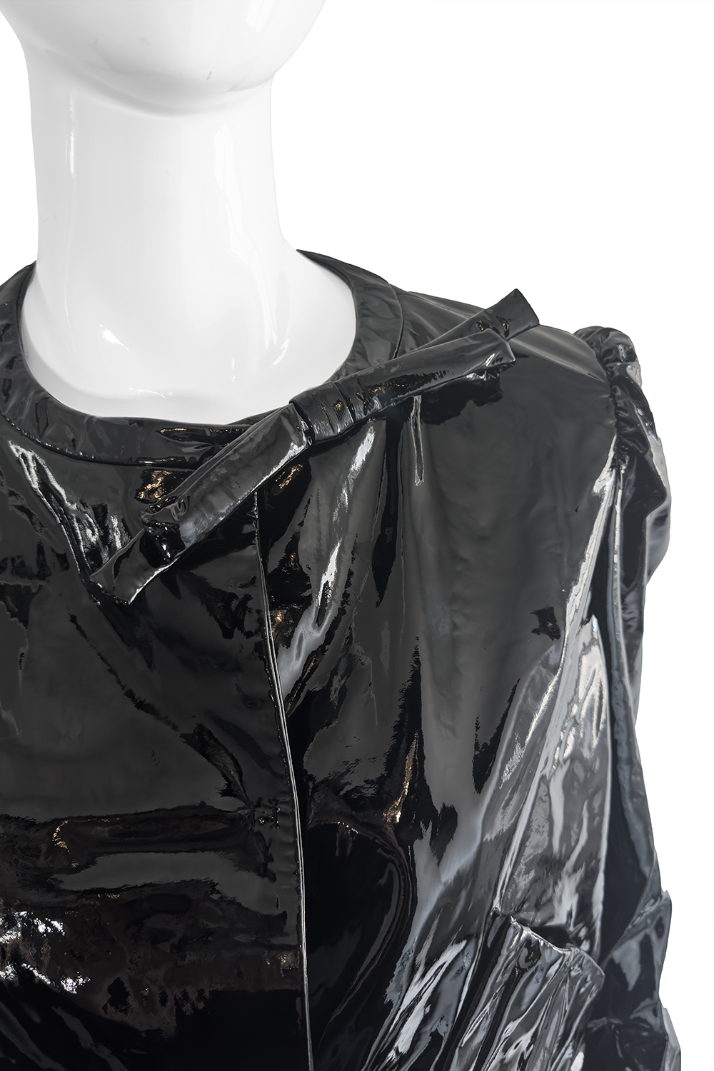 Miu Miu Patent Leather Bow Jacket neck detail on mannequin @recess la