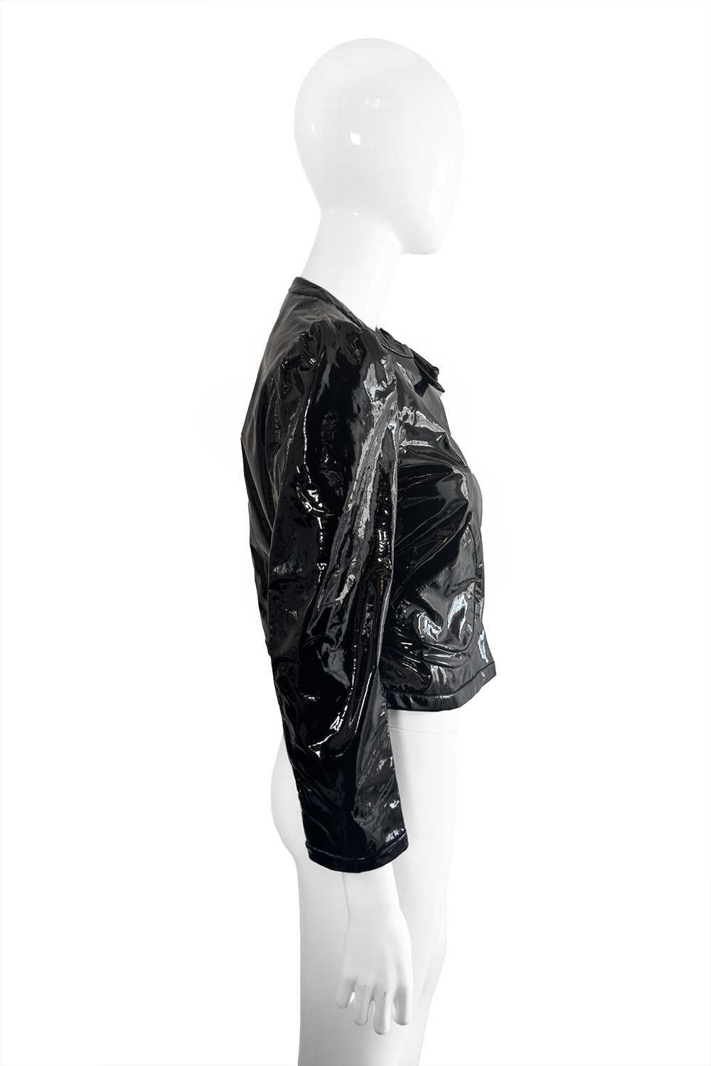 Miu Miu Patent Leather Bow Jacket side on mannequin @recess la