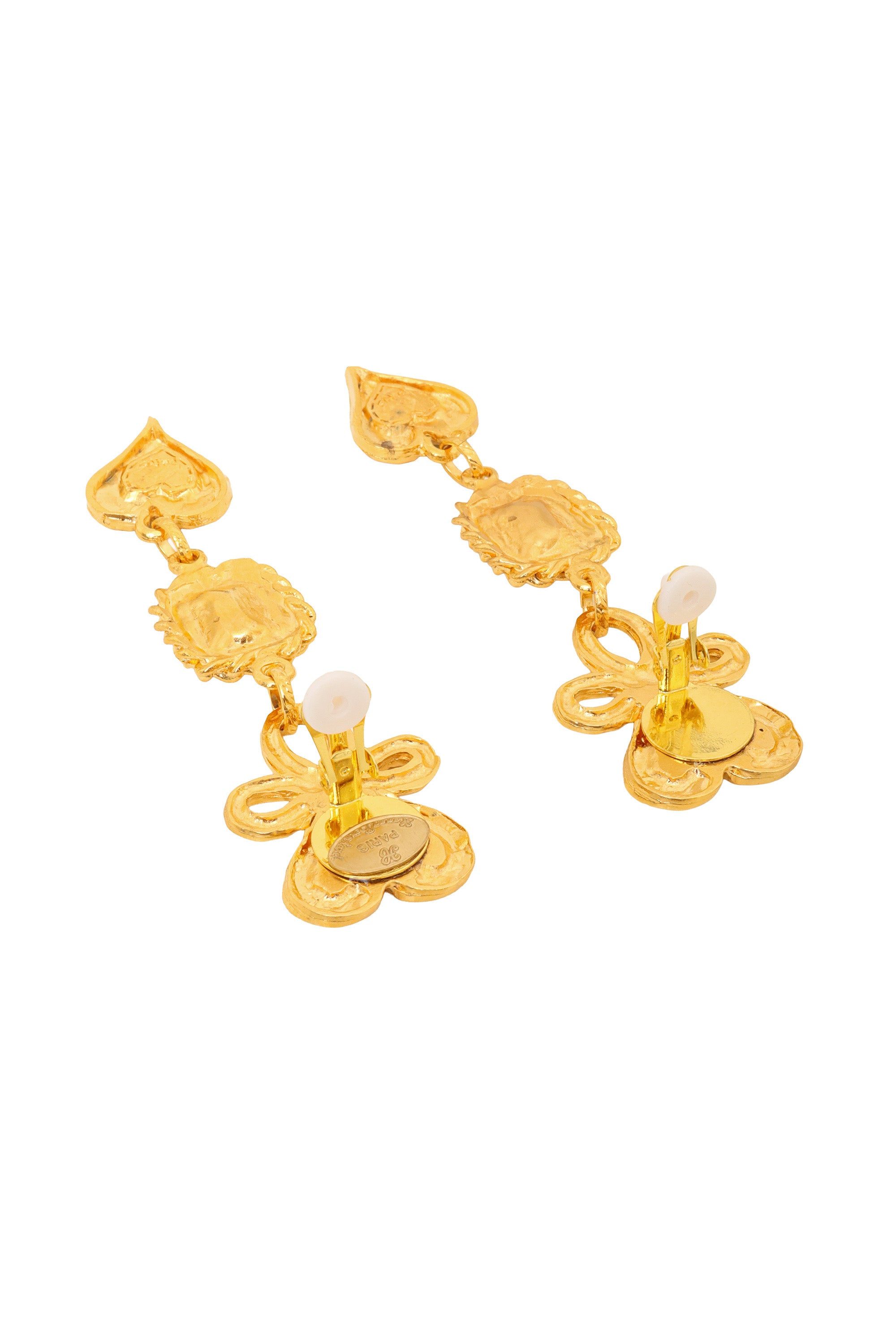Ribbon Heart Drop Earrings by Hanna Bernhard backs open @ Recess LA