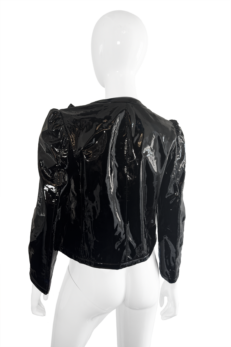 Miu Miu Patent Leather Bow Jacket back on mannequin @recess la