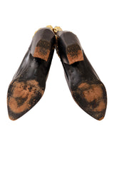 Studded black leather cowboy boots by Susan Bennis Warren Edwards Bottom @ Recess LA