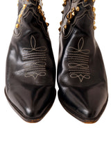 Studded black leather cowboy boots by Susan Bennis Warren Edwards Toe Box Close @ Recess LA
