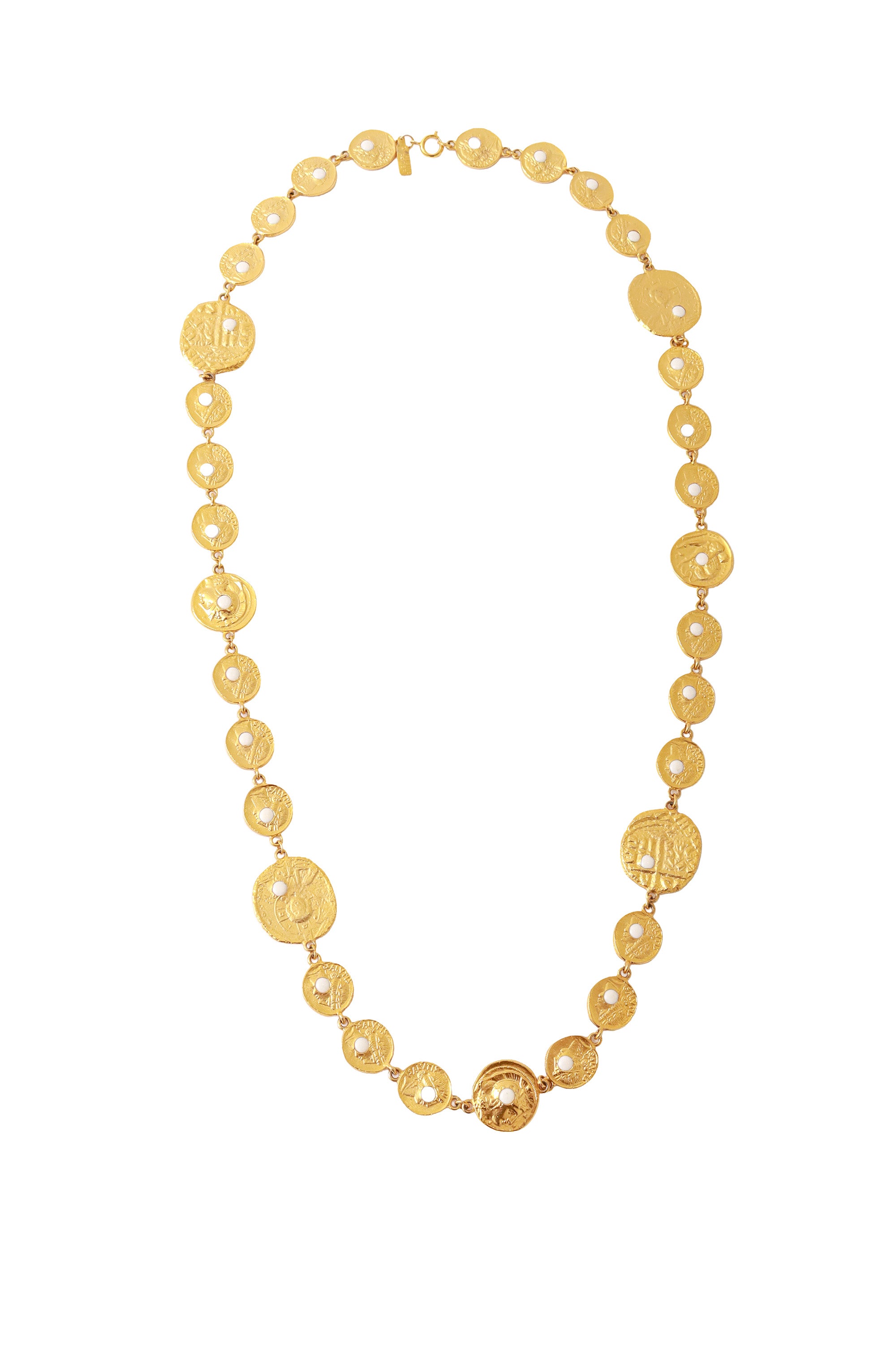 Vintage Coin Stone White Cabochon Necklace @ Recess La