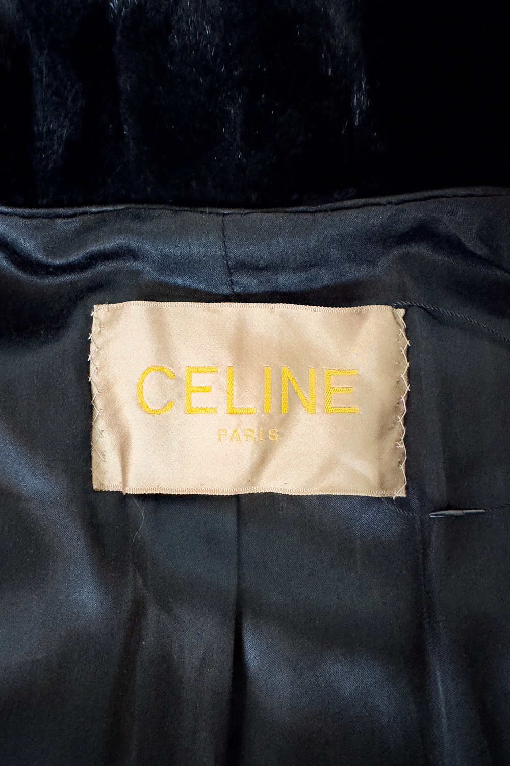 Celine Striped Sheared Fur Jacket signature label @recess la