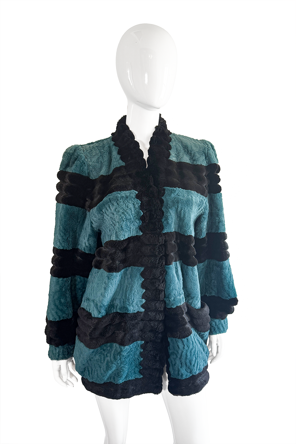 Celine Striped Sheared Fur Jacket front on mannequin @recess la