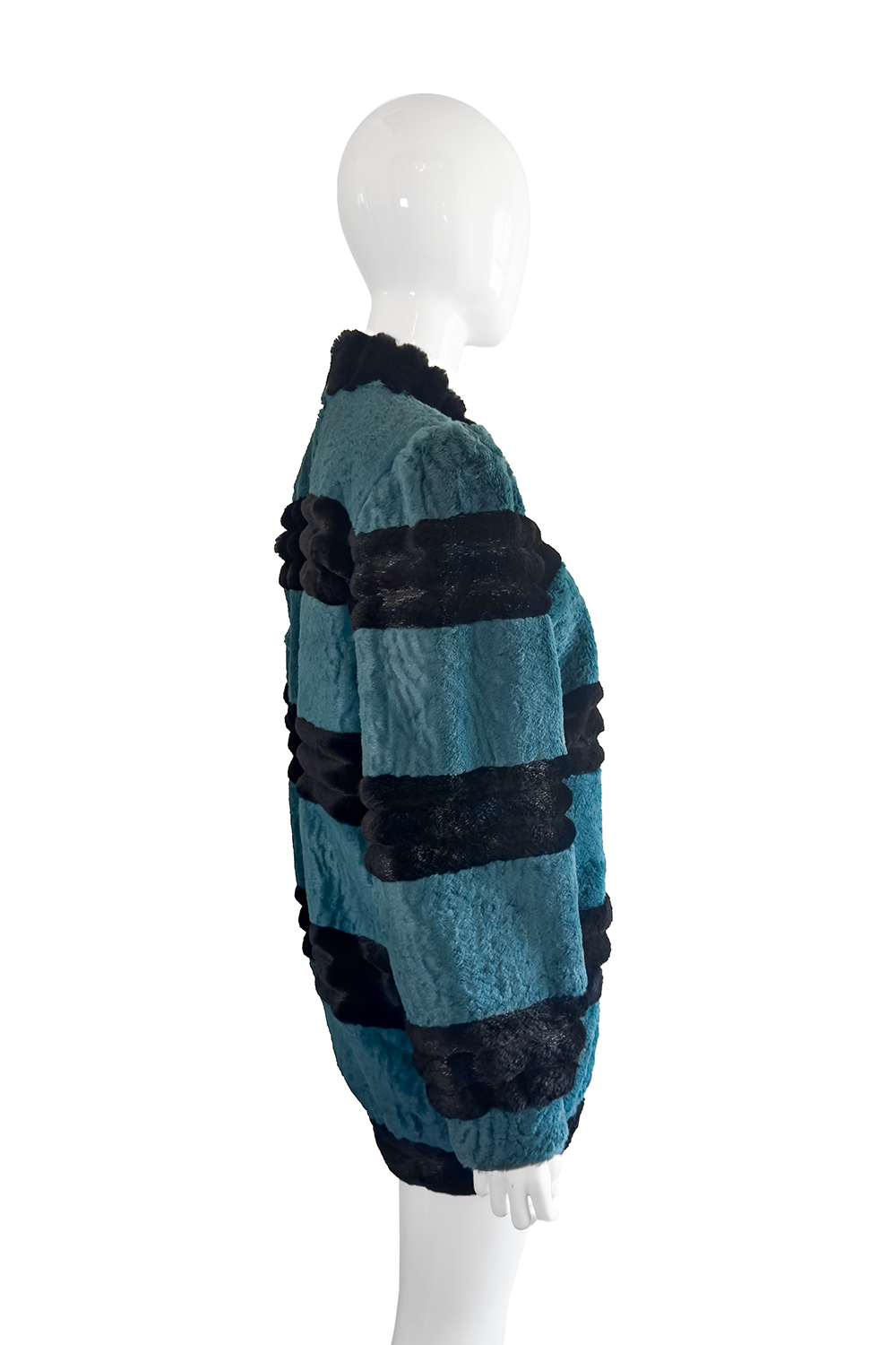 Celine Striped Sheared Fur Jacket side on mannequin @recess la