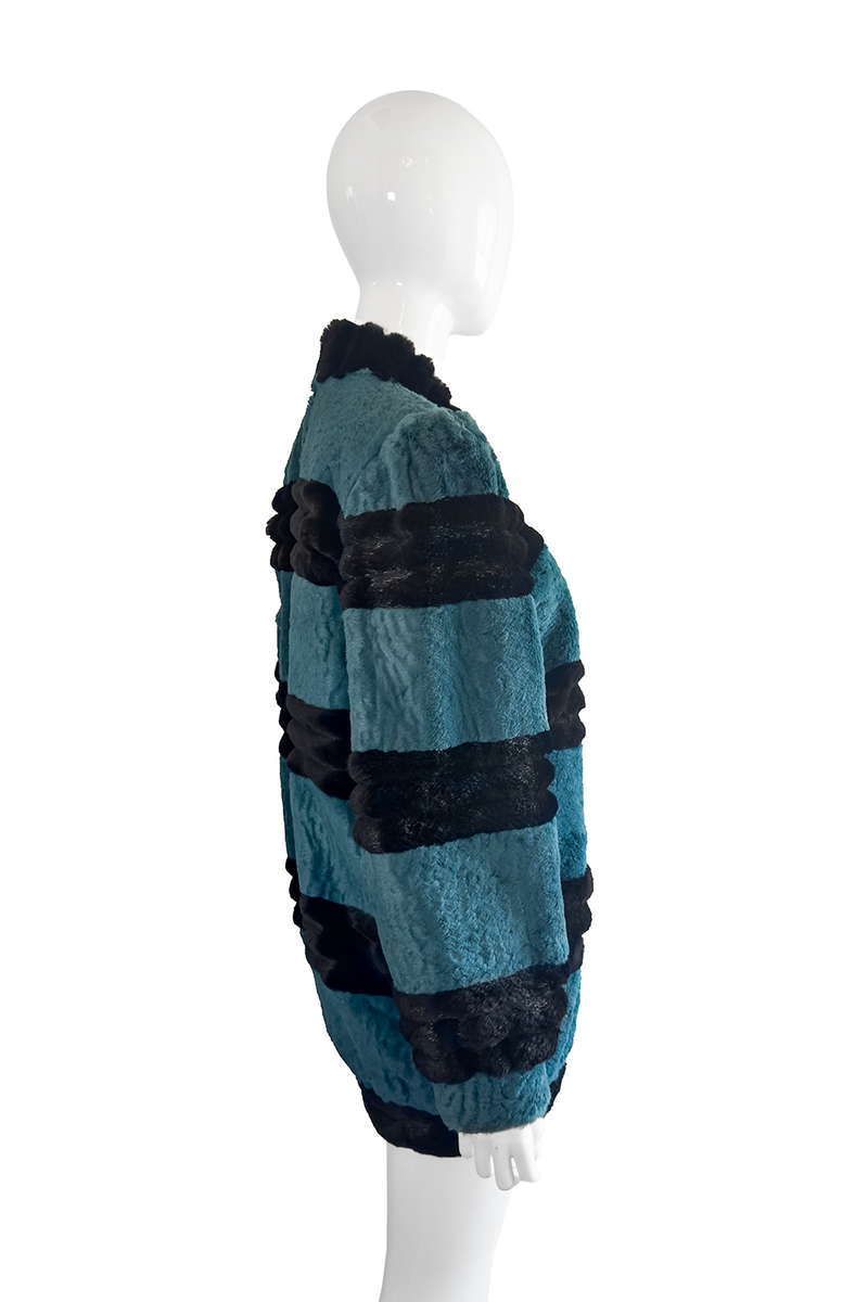 Celine Striped Sheared Fur Jacket side on mannequin @recess la